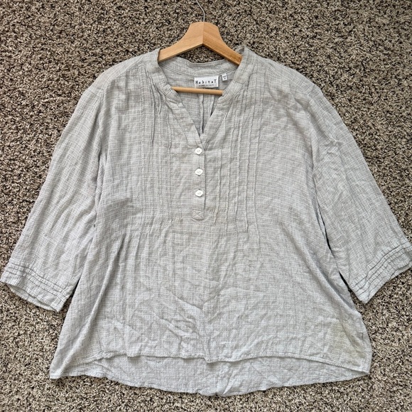 Habitat Popover Tunic Top Textured Size‎ Medium Hi Low Rayon Stretch Gray - Picture 2 of 7